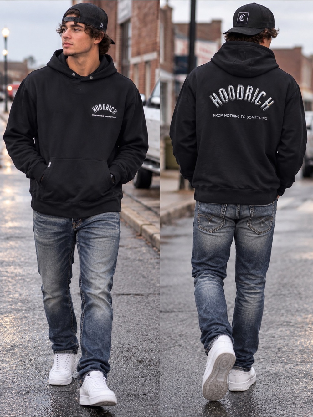 Hoodrich Black Pullover Hoodie with Chest Logo